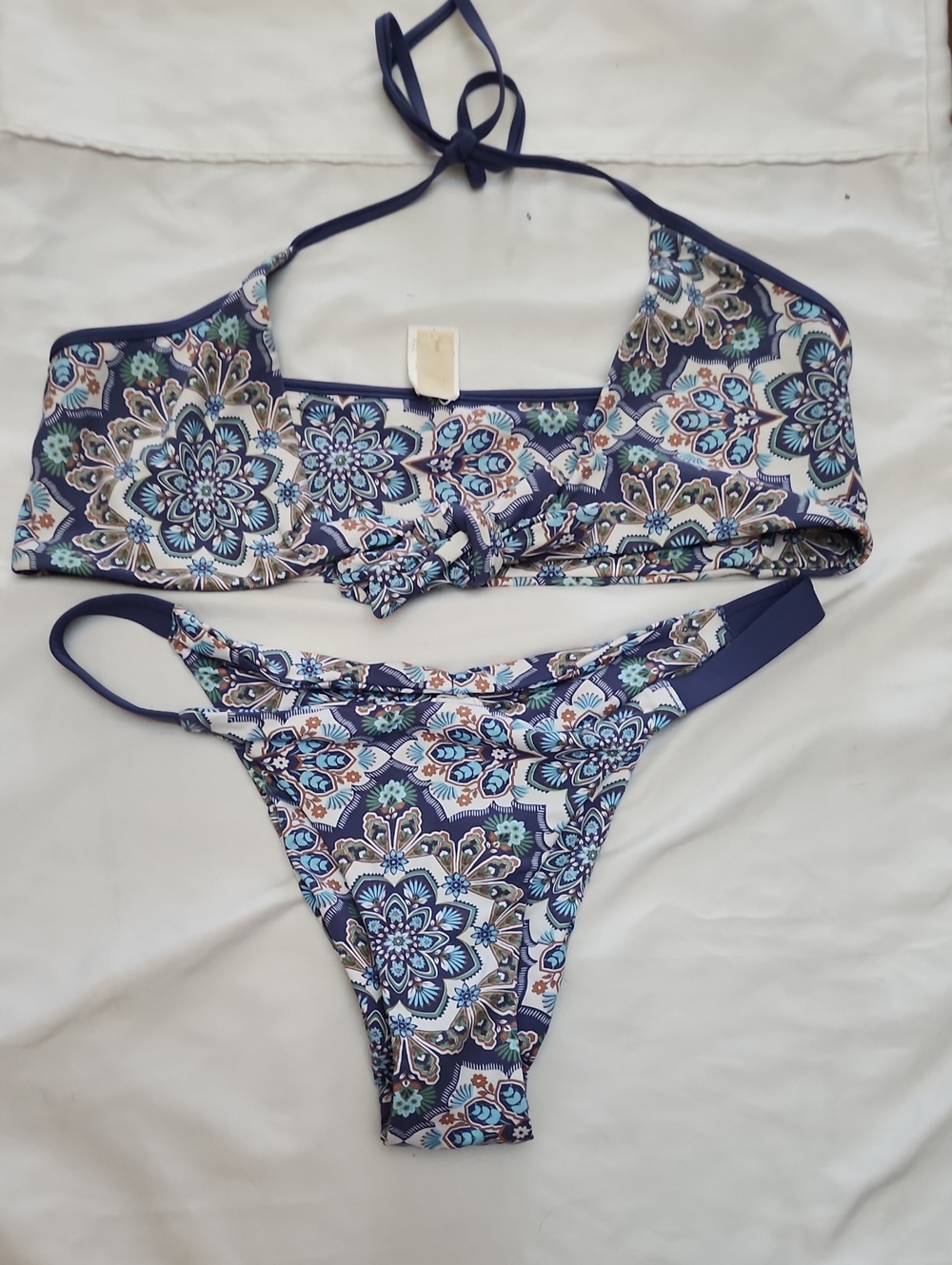 B.Swim Blue Bohemian Kaleidoscope Mandala Bikini 2pc Set Large